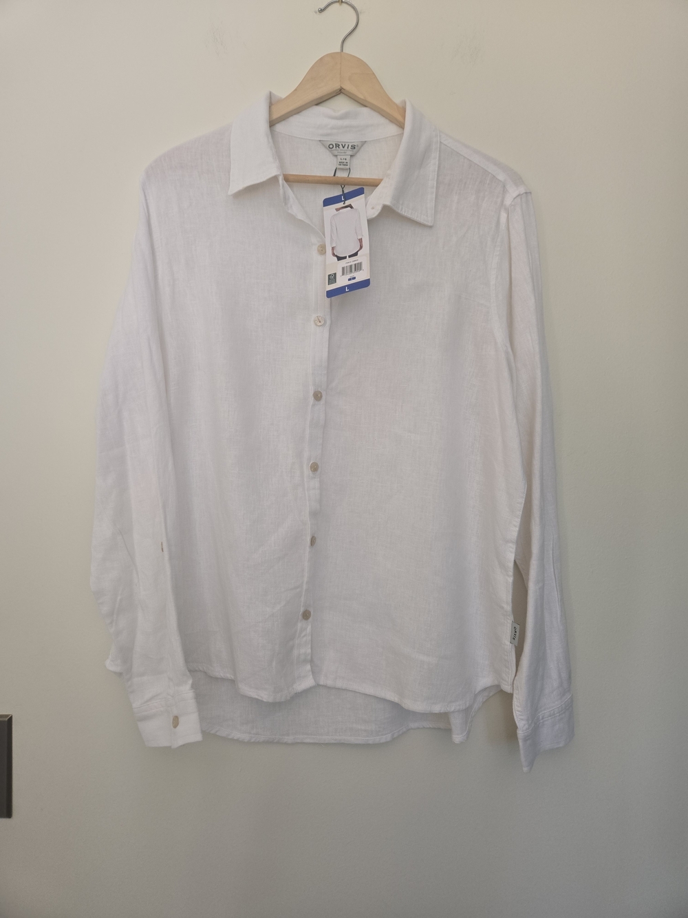 Orvis White Linen Button-Front Women's Blouse